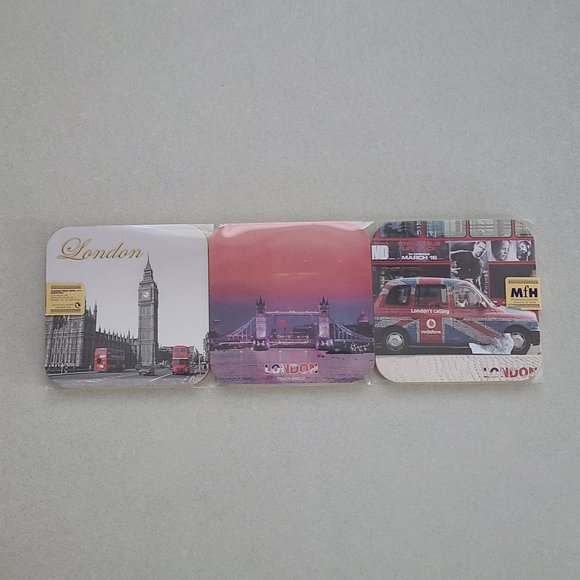 NWT Set of 6 Coasters, London England Themed - Picture 1 of 7